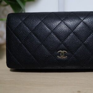 ❌Not Available❌ Authentic Chanel Caviar Matelasse Long BiFold Wallet GHW